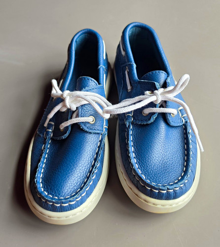 Kids blue leather - boat, shoes